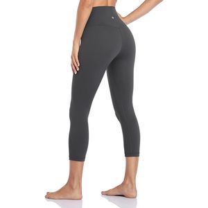 High Waisted Yoga Capris Leggings, 21'' in Graphite Grey